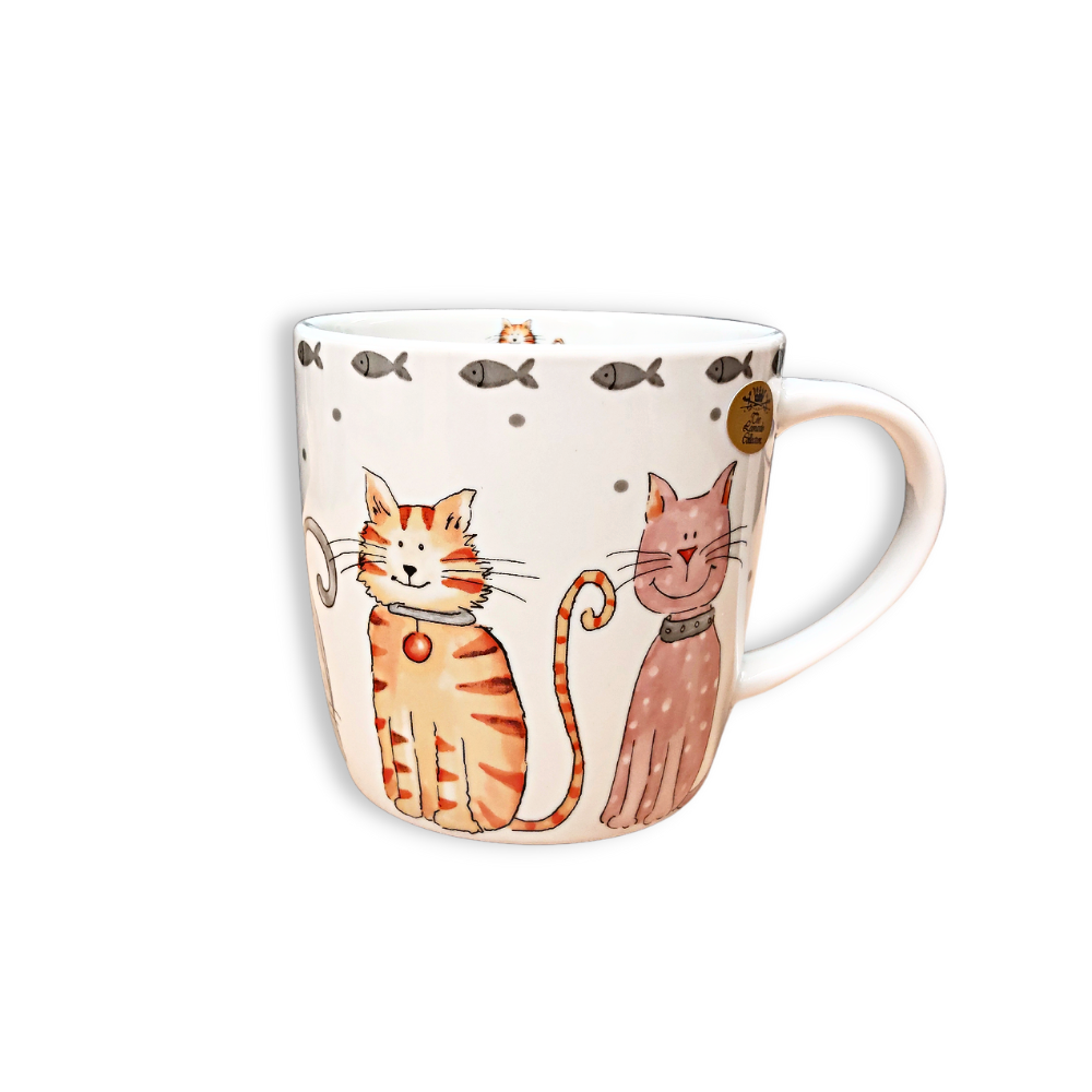 Faithful Friends Cartoon Cats Fine China Mug In A Gift Box