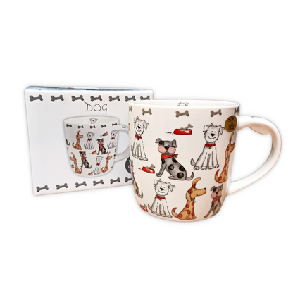 Faithful Friends Cartoon Dogs Fine China Mug In A Gift Box