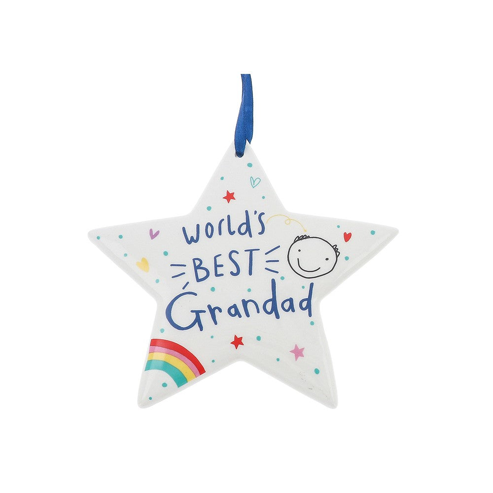 Scribbles Cute World's Best Grandad Ceramic Star Plaque