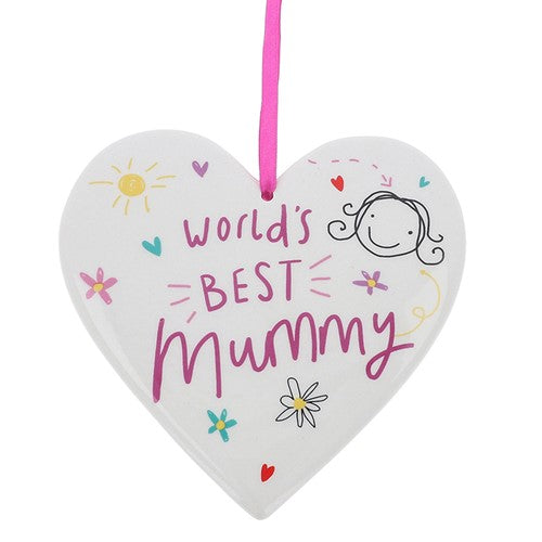 Scribbles Cute World's Best Mummy Ceramic Heart Plaque