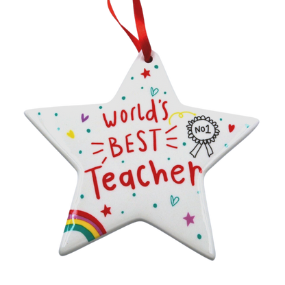 Scribbles Cute World's Best Teacher Ceramic Star Plaque