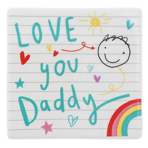 Scribbles Cute Love You Daddy Ceramic School Book Coaster