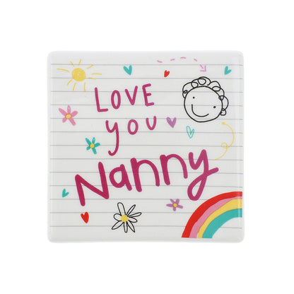 Scribbles Cute Love You Nanny Ceramic School Book Coaster