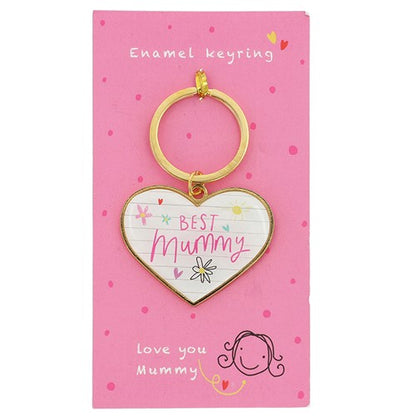 Scribbles Cute Best Mummy Heart Shaped Enamel Keyring