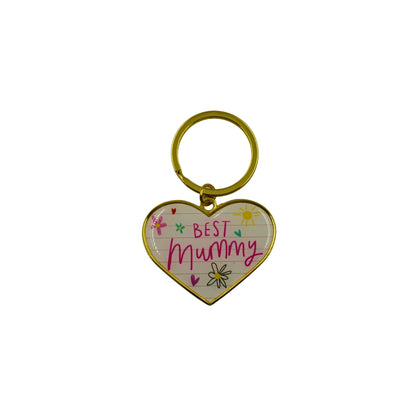 Scribbles Cute Best Mummy Heart Shaped Enamel Keyring