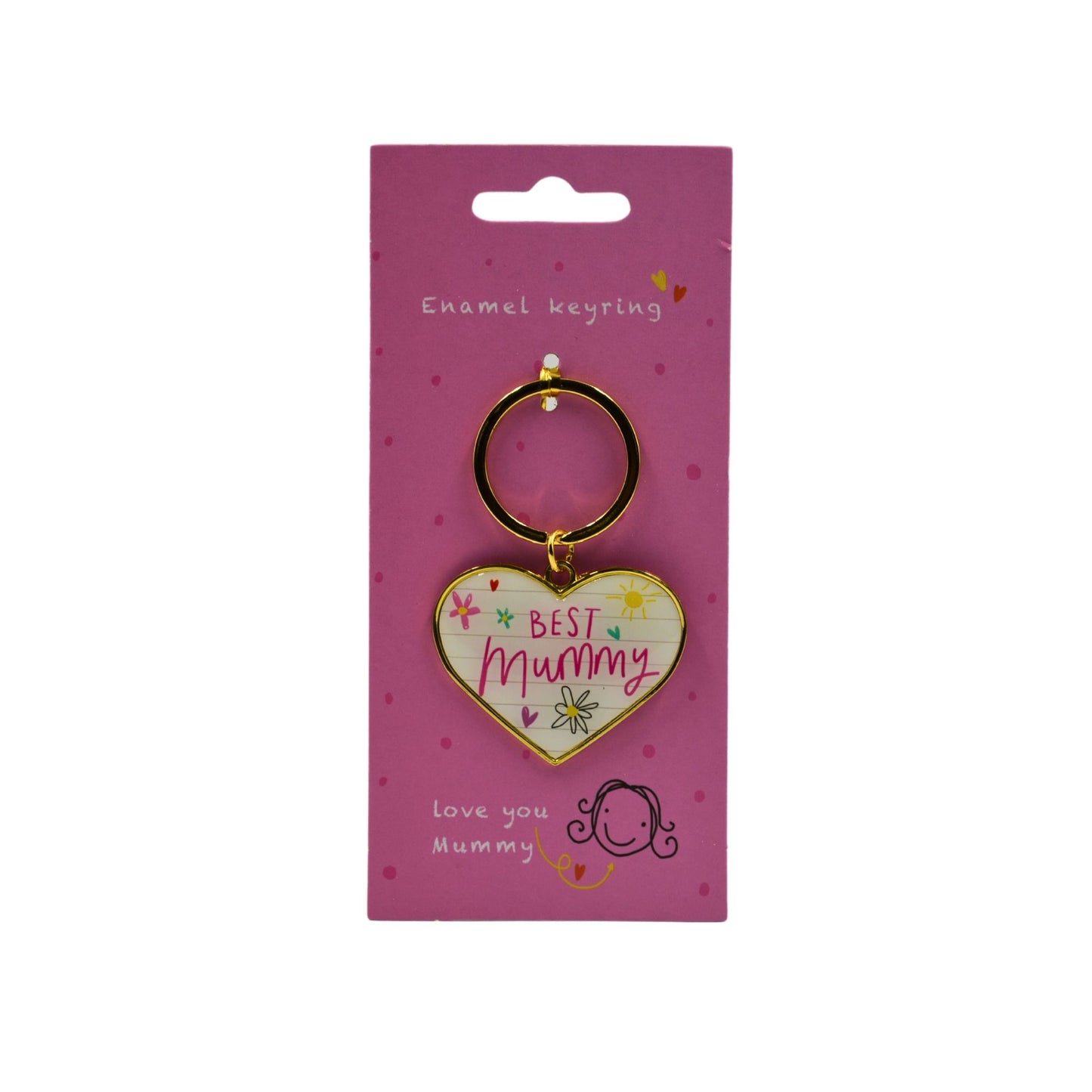 Scribbles Cute Best Mummy Heart Shaped Enamel Keyring