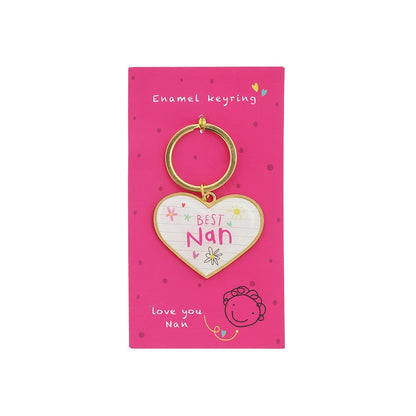 Scribbles Cute Best Nan Heart Shaped Enamel Keyring