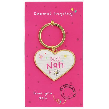 Scribbles Cute Best Nan Heart Shaped Enamel Keyring