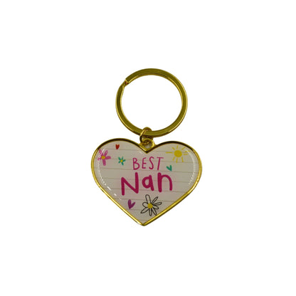 Scribbles Cute Best Nan Heart Shaped Enamel Keyring