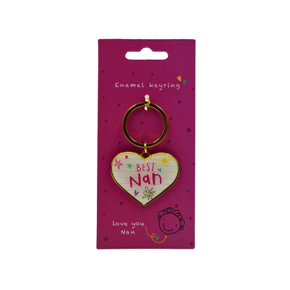 Scribbles Cute Best Nan Heart Shaped Enamel Keyring