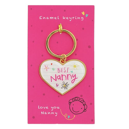 Scribbles Cute Best Nanny Heart Shaped Enamel Keyring