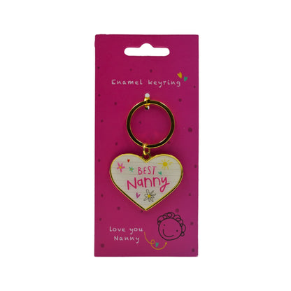 Scribbles Cute Best Nanny Heart Shaped Enamel Keyring