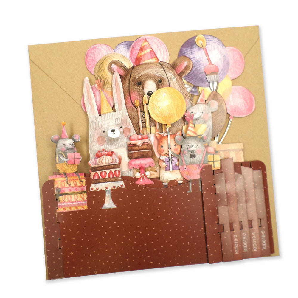 Children's Animal Party 3D Pop Up Birthday Greeting Card