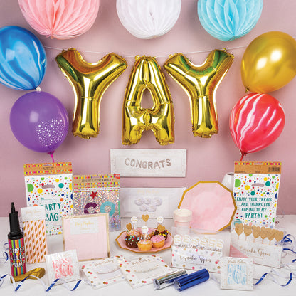 Happy Cake Day Gold Foil Balloon Party Bunting Kit