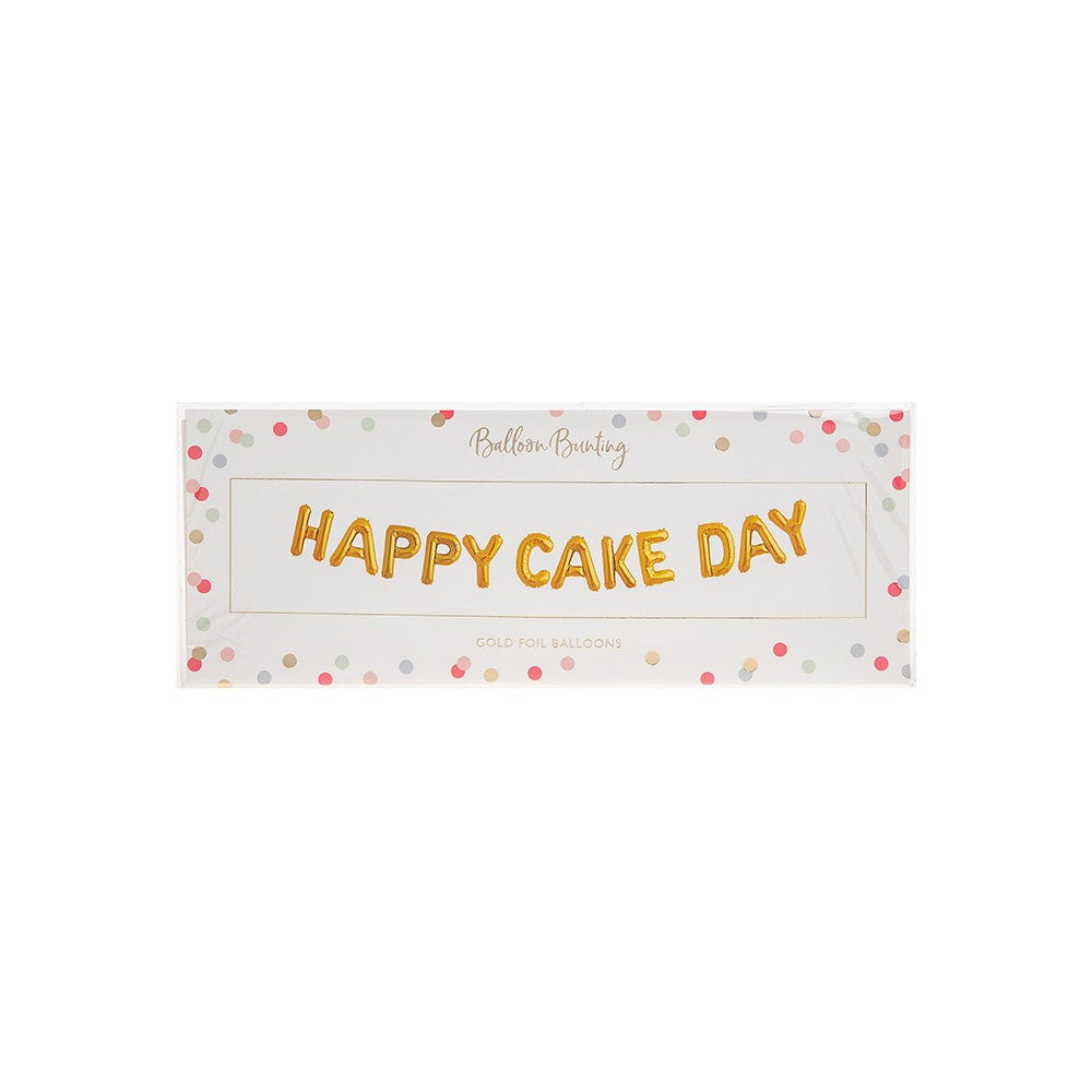 Happy Cake Day Gold Foil Balloon Party Bunting Kit