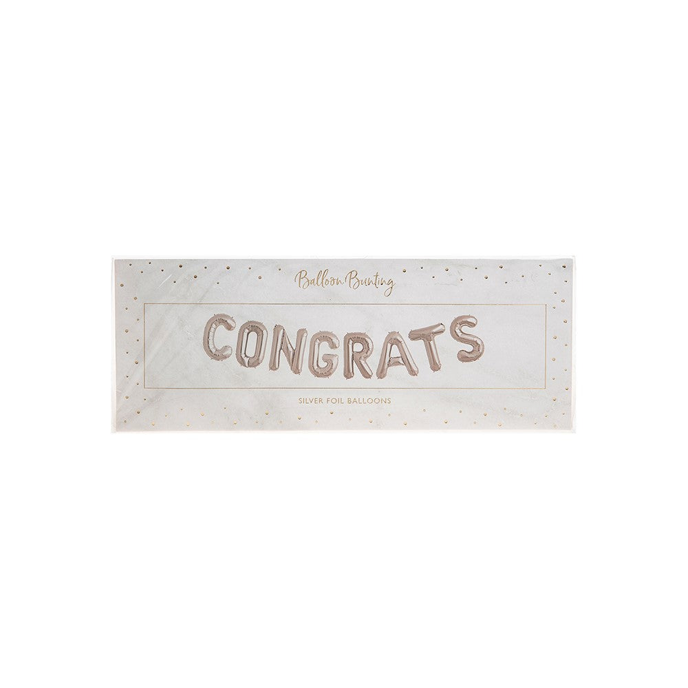 Congrats Silver Foil Balloon Party Bunting Kit