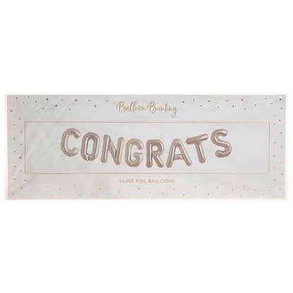 Congrats Silver Foil Balloon Party Bunting Kit