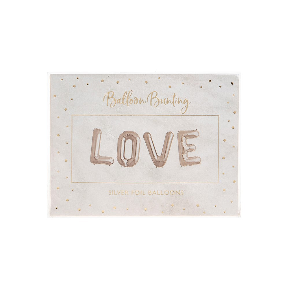 Love Silver Foil Balloon Party Bunting Kit