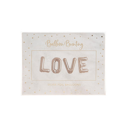 Love Silver Foil Balloon Party Bunting Kit