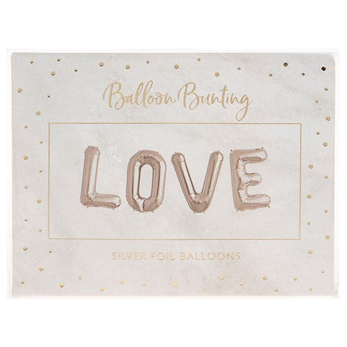 Love Silver Foil Balloon Party Bunting Kit