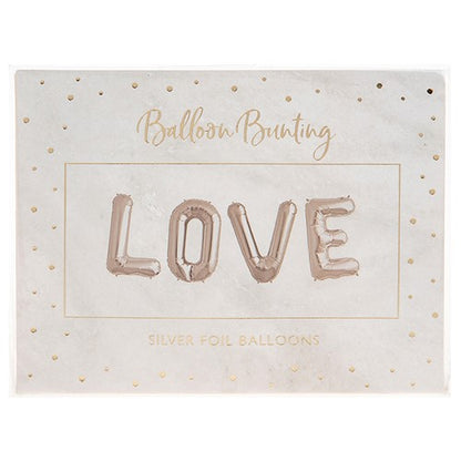 Love Silver Foil Balloon Party Bunting Kit