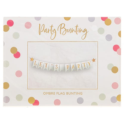 Let's Party Foiled Paper Flag & Ribbon Mini Party Bunting