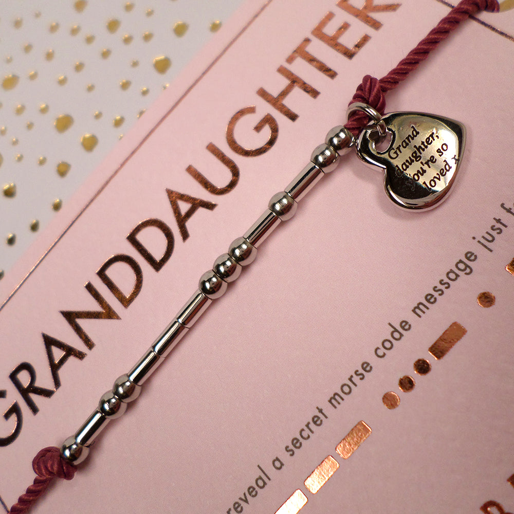 Granddaughter Morse Code Bracelet String With Beads Heart Charm With Love Kate s