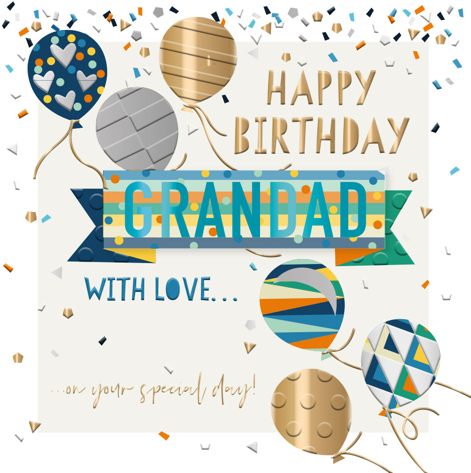 Grandad With Love Embellished Birthday Greeting Card