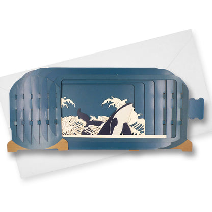 Message In A Bottle Whale Pop Up Birthday Greeting Card