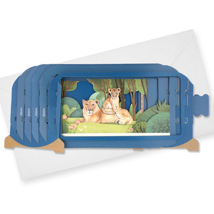 Message In A Bottle Lion & Cub Pop Up Any Occasion Greeting Card