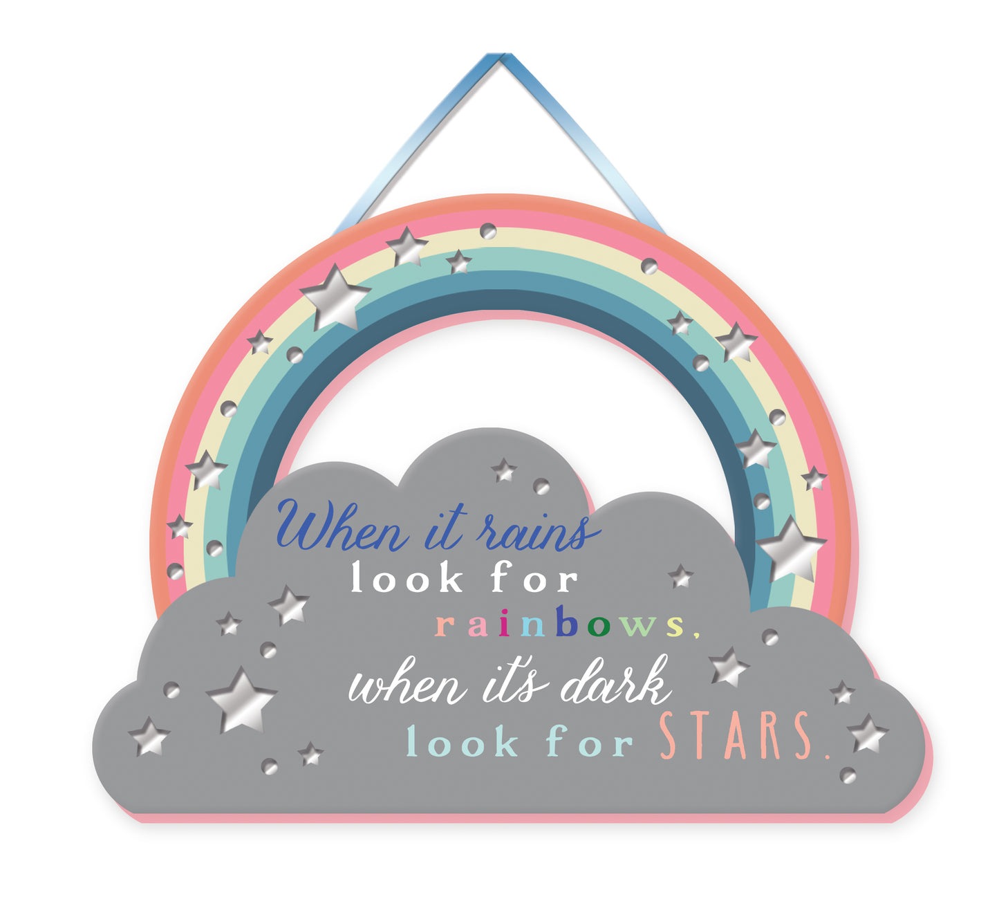 Look For Rainbows Hanging Plaque With Ribbon