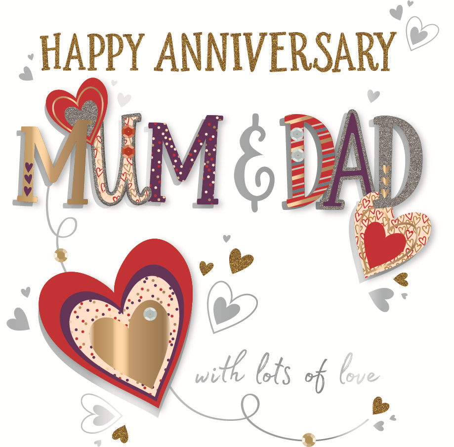 Mum & Dad Embellished Anniversary Greeting Card