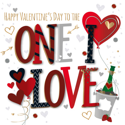 To The One I Love Embellished Valentine's Day Card