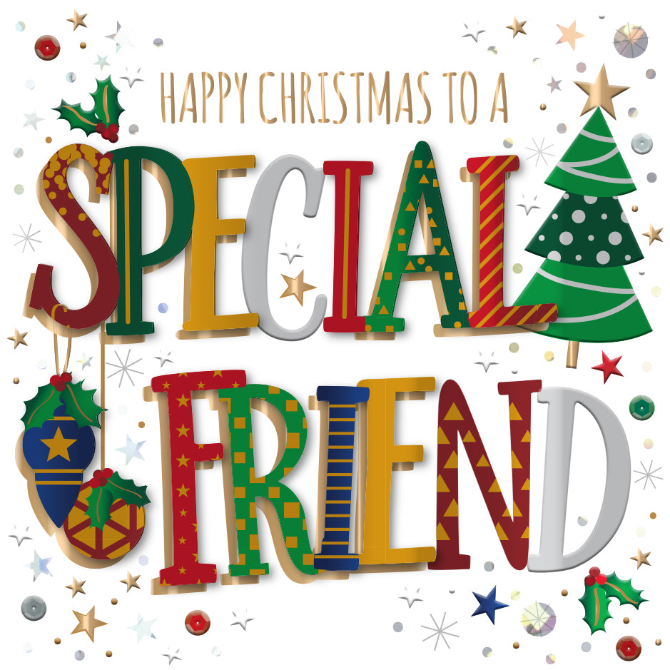 To Special Friend Embellished Christmas Greeting Card