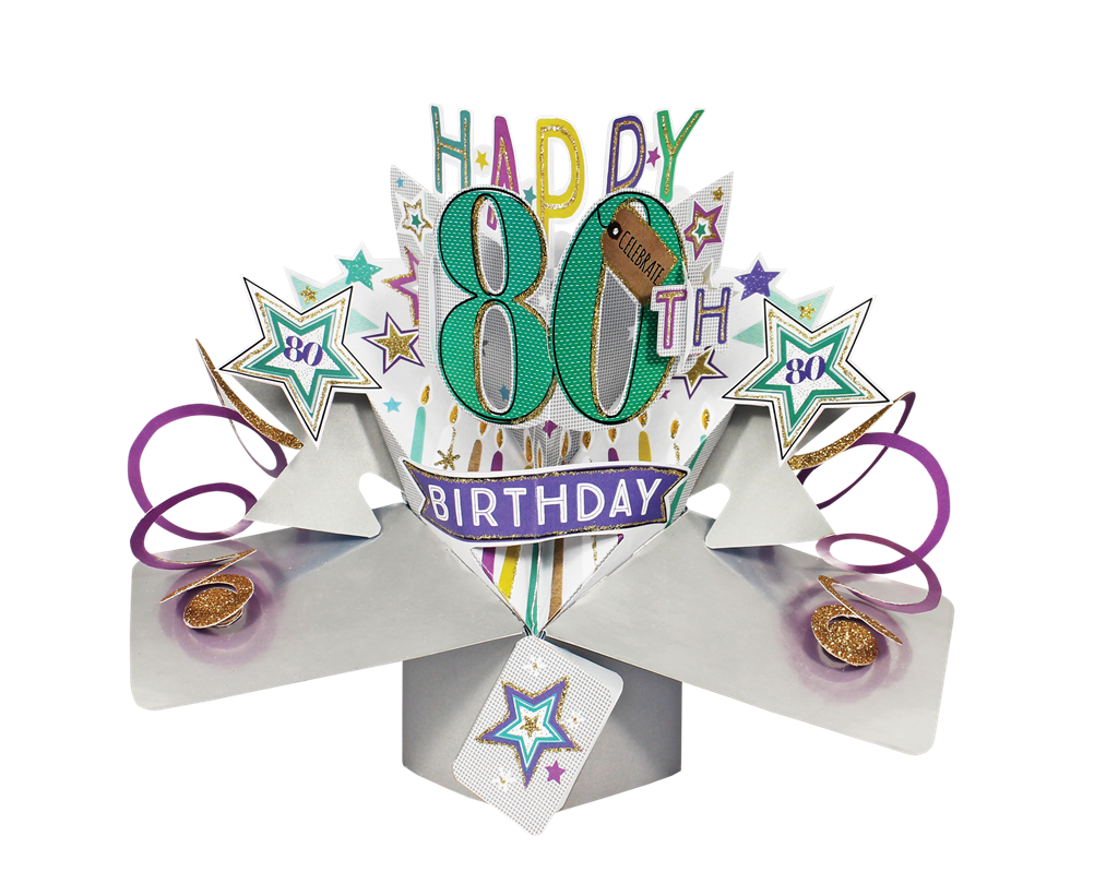 Happy 80th Birthday Pop-Up Greeting Card