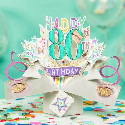 Happy 80th Birthday Pop-Up Greeting Card