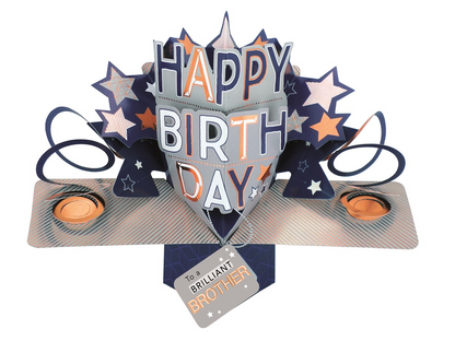 Brilliant Brother Happy Birthday Pop-Up Greeting Card