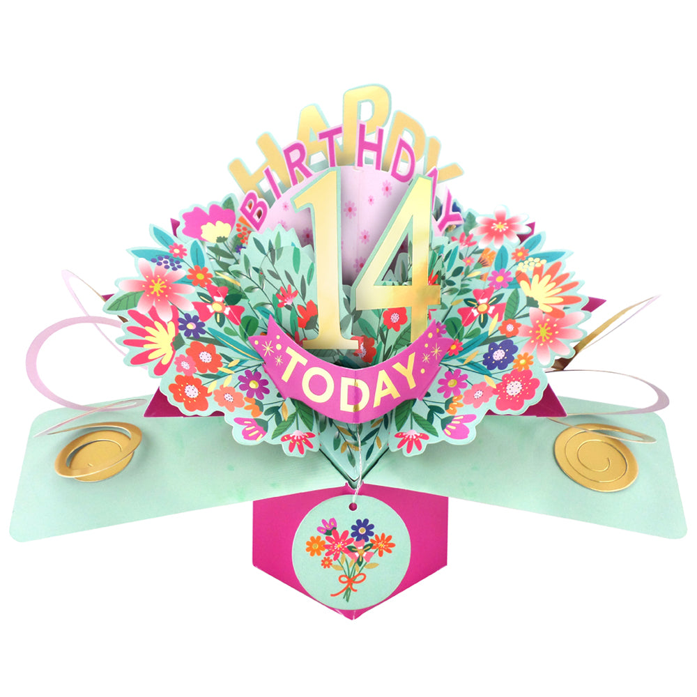 Happy 14th Birthday 14 Today Pop-Up Greeting Card