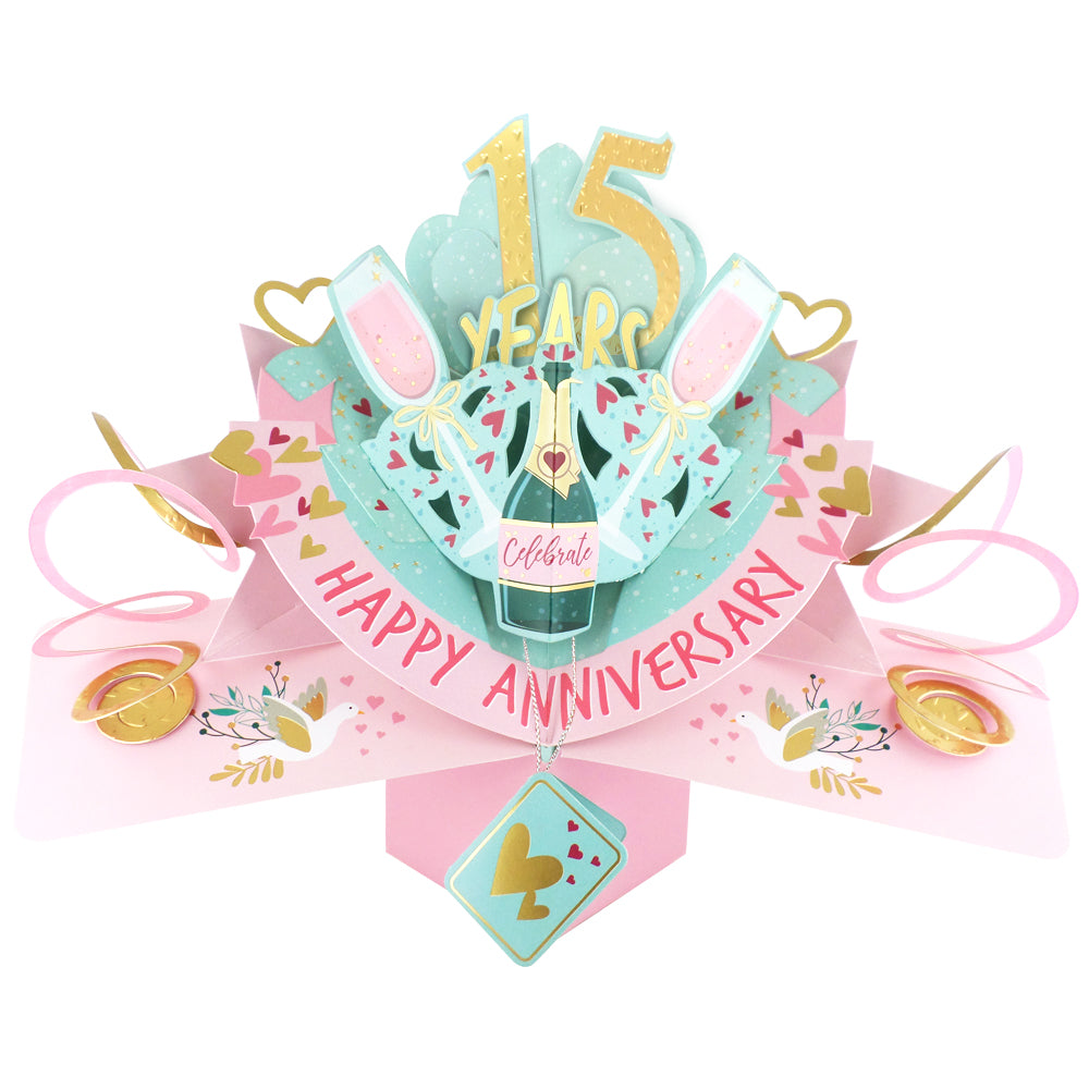 15 Years Happy 15th Anniversary Pop-Up Greeting Card