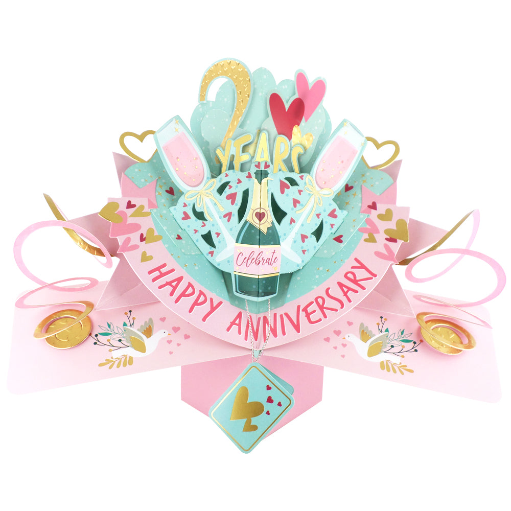 2 Years Happy 2nd Anniversary Pop-Up Greeting Card