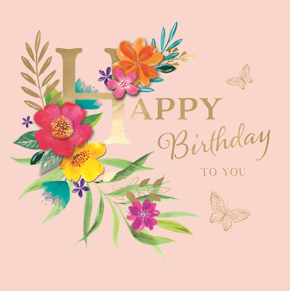 Happy Birthday To You Flowers Embellished Birthday Greeting Card