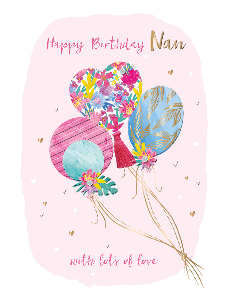 Happy Birthday Nan Embellished Birthday Greeting Card