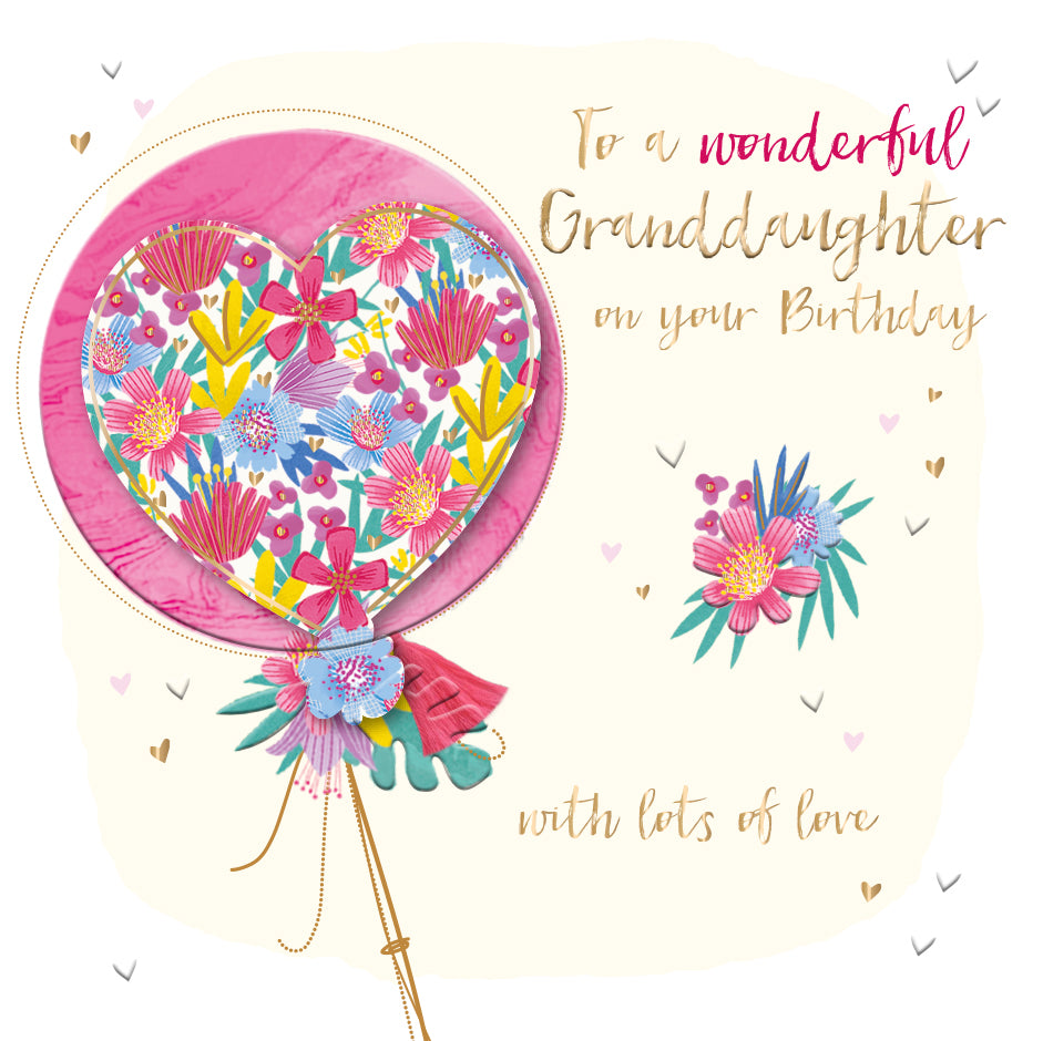 To A Granddaughter Embellished Birthday Greeting Card