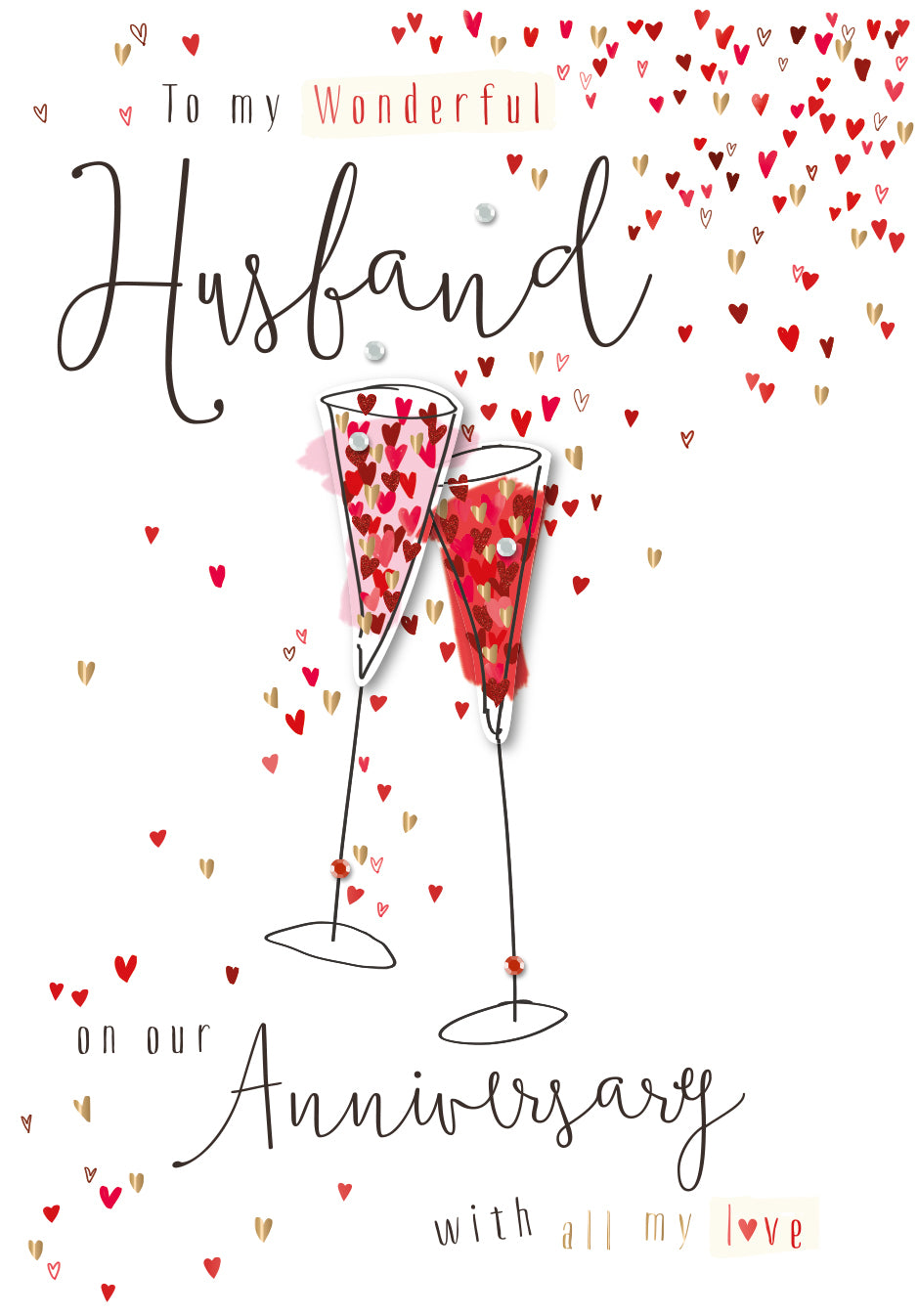 Wonderful Husband Embellished Anniversary Greeting Card – Love Kate's