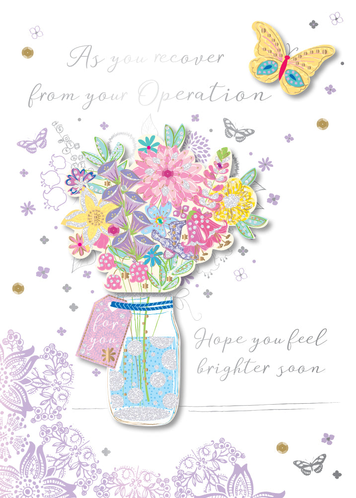 Get Well After Operation Embellished Greeting Card