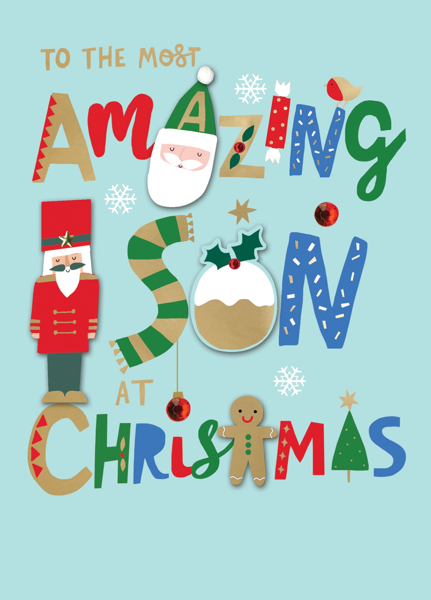 Most Amazing Son At Christmas Fun Hand-Finished Christmas Card