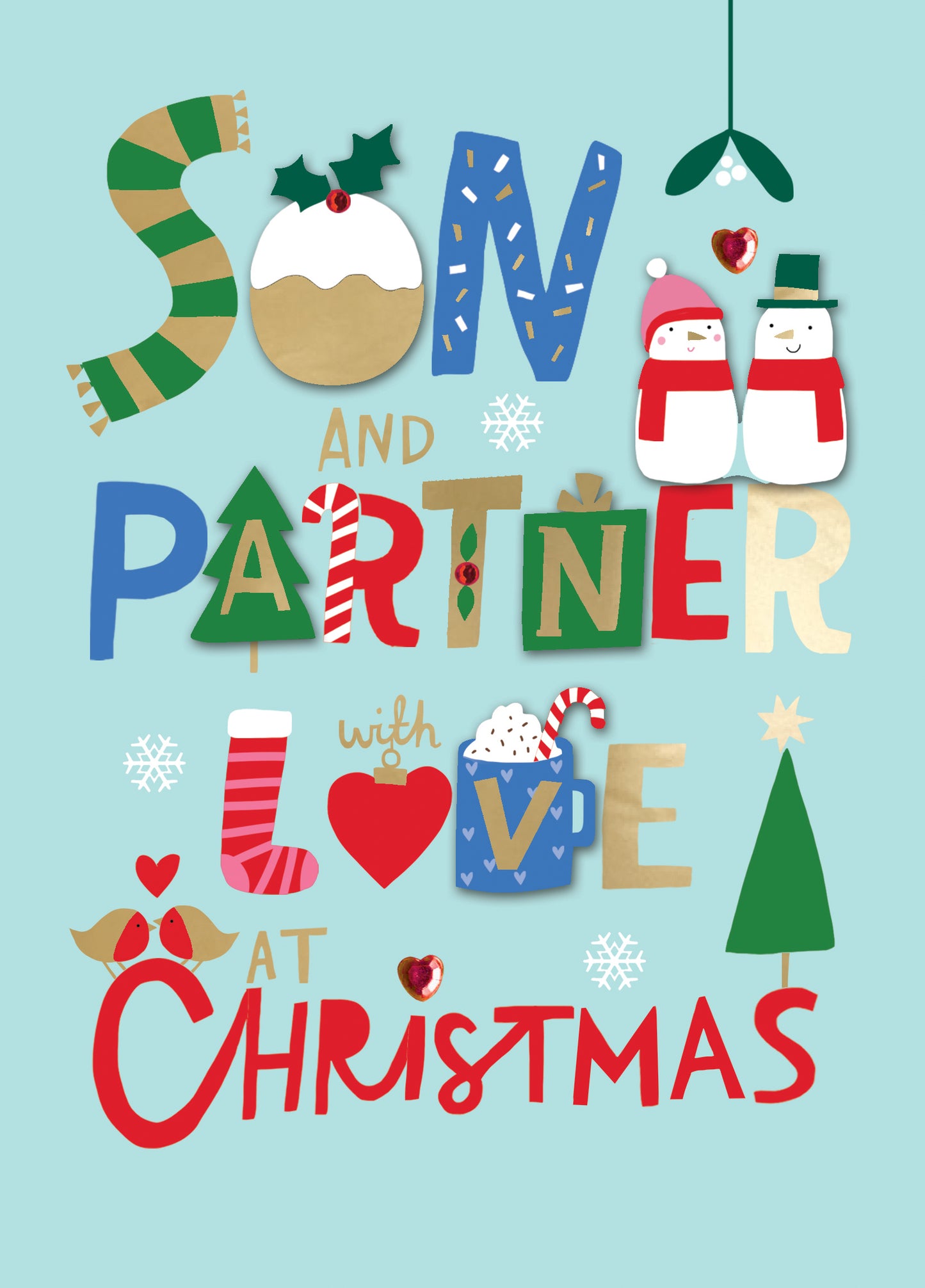 Son & Partner With Love Fun Hand-Finished Christmas Card