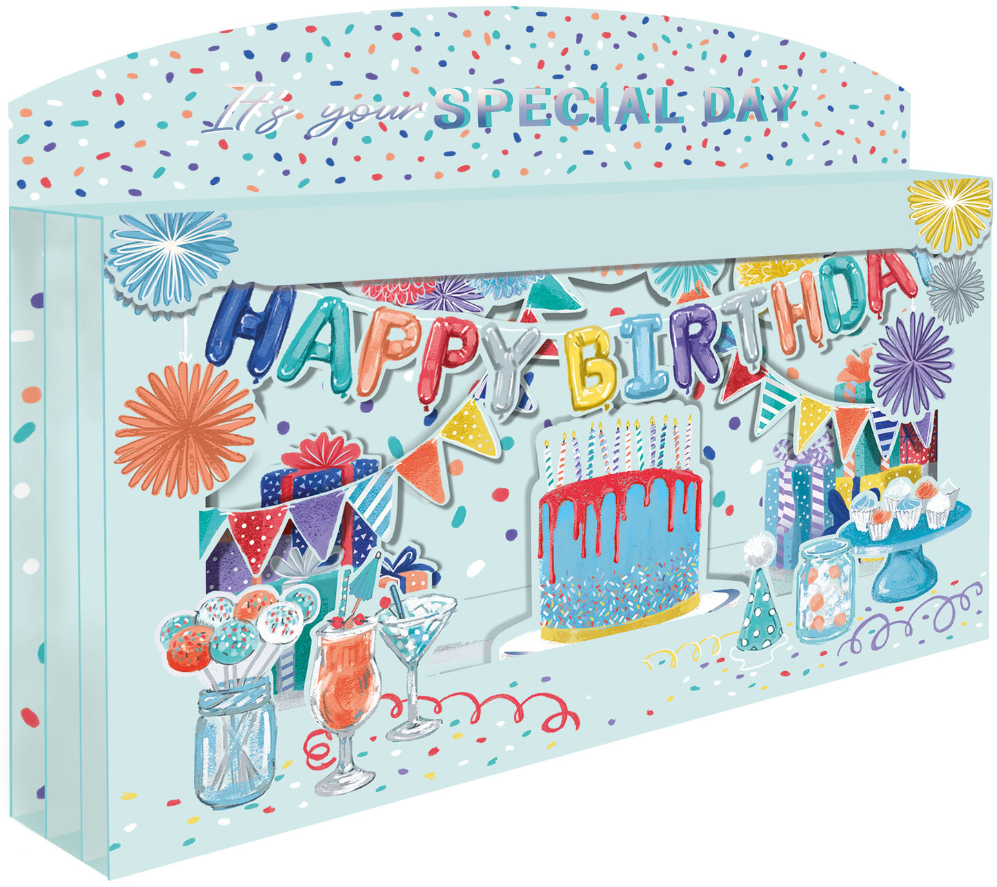 Spectacular 3D Birthday Party Table Scene Birthday Card