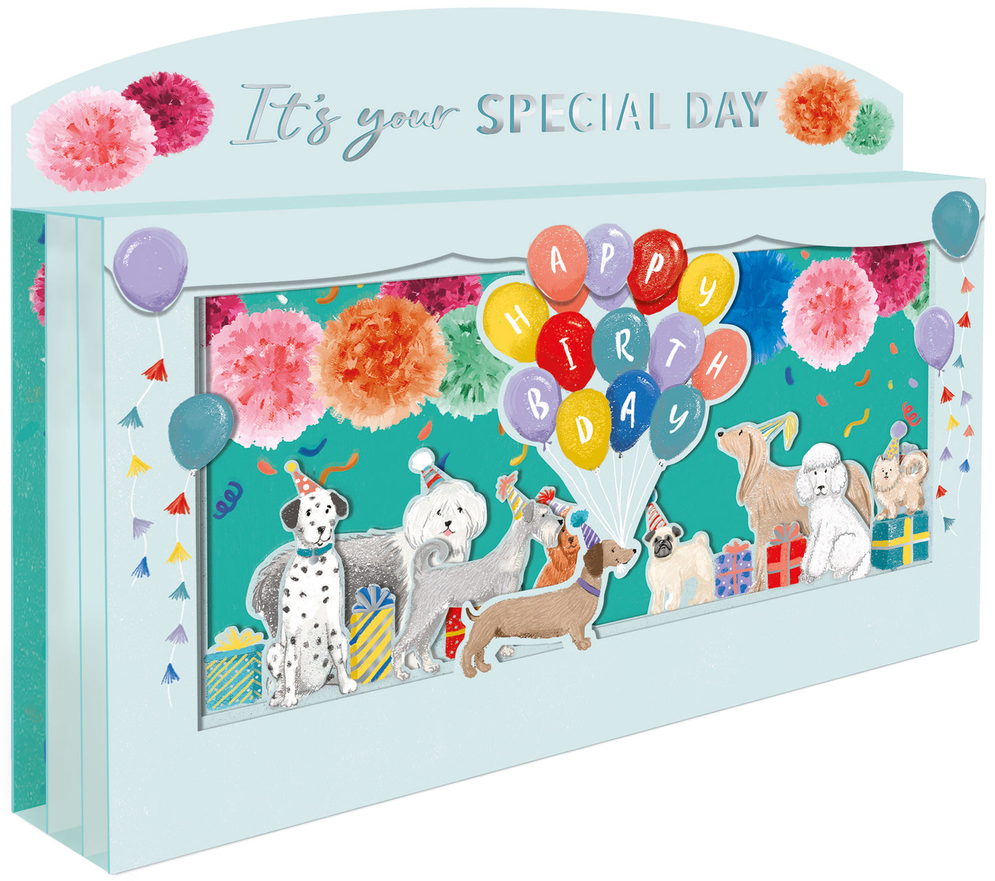 Spectacular 3D Special Day Party Dogs Happy Birthday Card