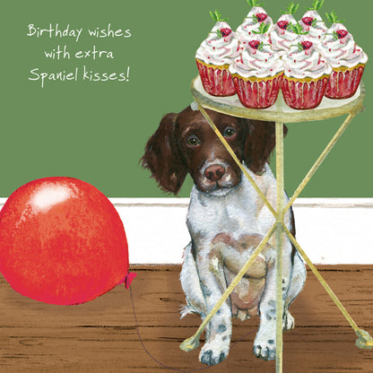 Spaniel Birthday Kisses Little Dog Laughed Birthday Card